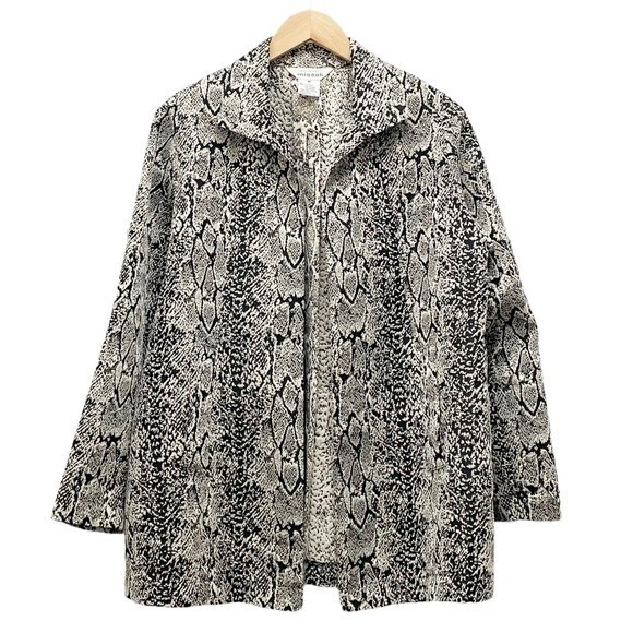 Misook Metallic Snake Reptile Print Open Front Topper Jacket Women’s Size Medium - Picture 11 of 11